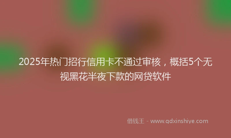 2025年热门招行信用卡不通过审核，概括5个无视黑花半夜下款的网贷软件