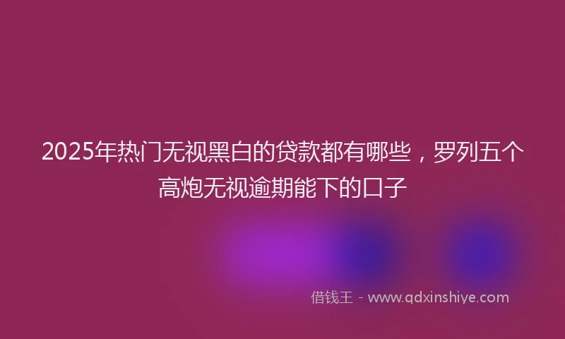 2025年热门无视黑白的贷款都有哪些，罗列五个高炮无视逾期能下的口子