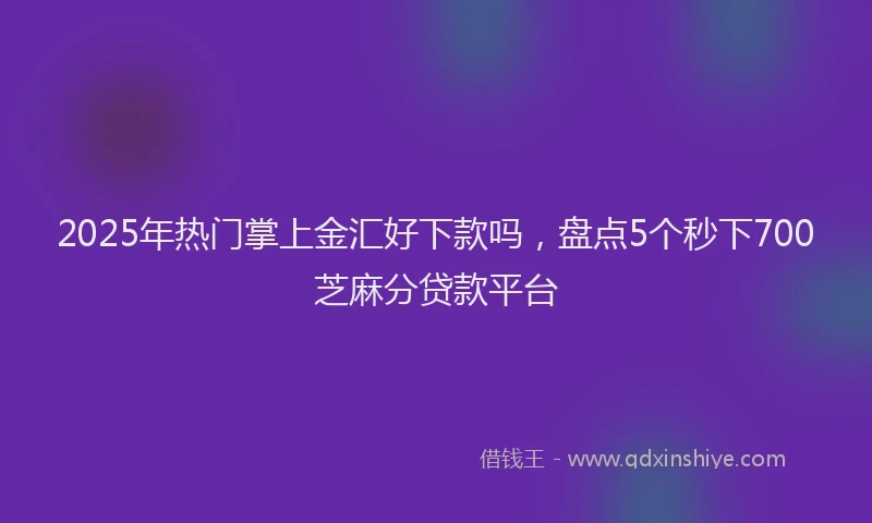 2025年热门掌上金汇好下款吗，盘点5个秒下700芝麻分贷款平台