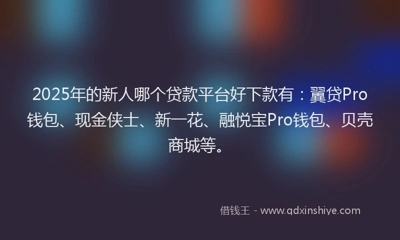 2025年的新人哪个贷款平台好下款有：翼贷Pro钱包、现金侠士、新一花、融悦宝Pro钱包、贝壳商城等。