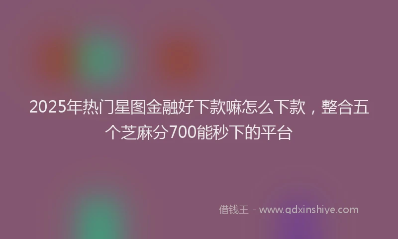 2025年热门星图金融好下款嘛怎么下款，整合五个芝麻分700能秒下的平台