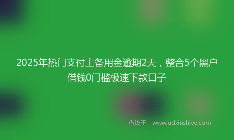 2025年热门支付主备用金逾期2天，整合5个黑户借钱0门槛极速下款口子