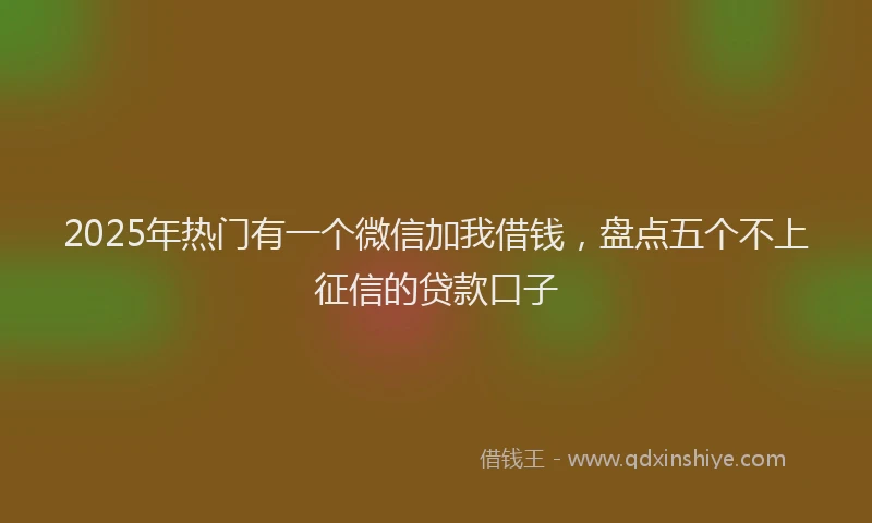 2025年热门有一个微信加我借钱，盘点五个不上征信的贷款口子