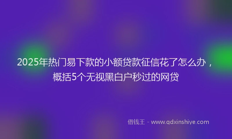 2025年热门易下款的小额贷款征信花了怎么办，概括5个无视黑白户秒过的网贷