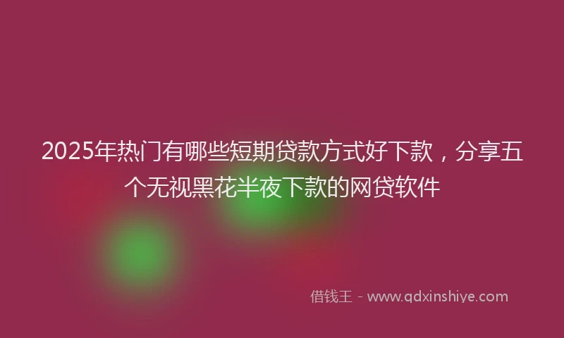 2025年热门有哪些短期贷款方式好下款，分享五个无视黑花半夜下款的网贷软件