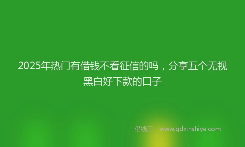 2025年热门有借钱不看征信的吗，分享五个无视黑白好下款的口子