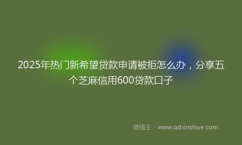 2025年热门新希望贷款申请被拒怎么办，分享五个芝麻信用600贷款口子