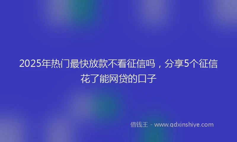 2025年热门最快放款不看征信吗，分享5个征信花了能网贷的口子
