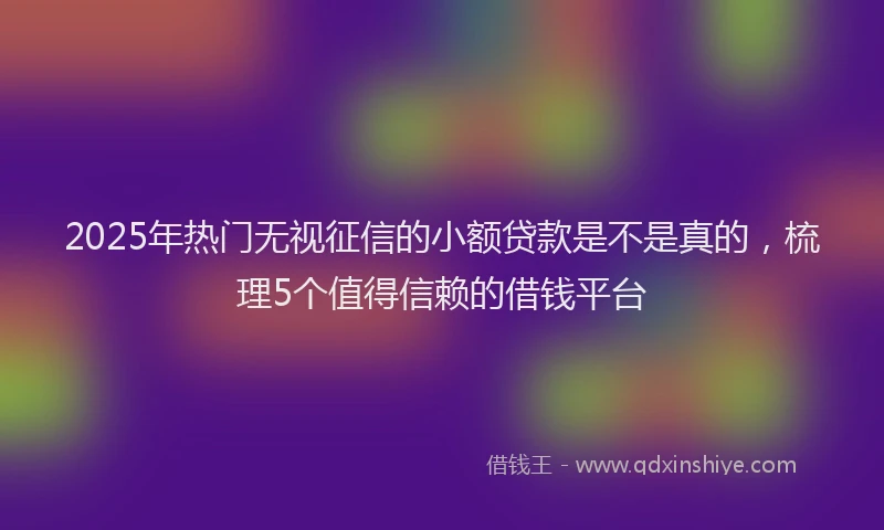 2025年热门无视征信的小额贷款是不是真的，梳理5个值得信赖的借钱平台