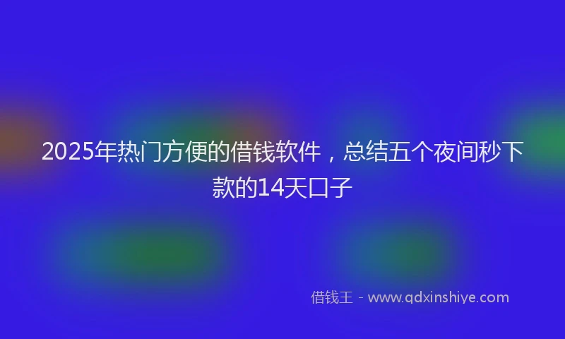 2025年热门方便的借钱软件，总结五个夜间秒下款的14天口子