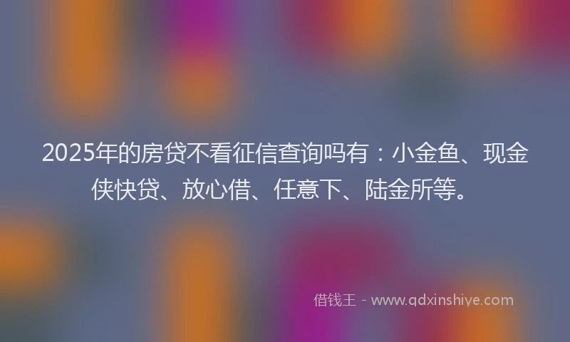 2025年的房贷不看征信查询吗有：小金鱼、现金侠快贷、放心借、任意下、陆金所等。