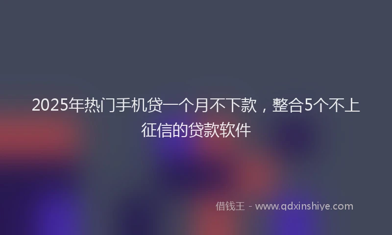 2025年热门手机贷一个月不下款，整合5个不上征信的贷款软件