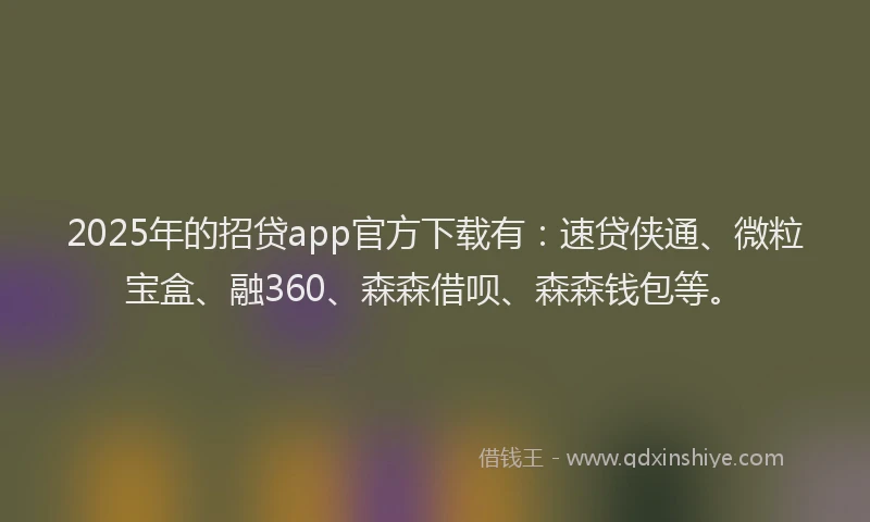 2025年的招贷app官方下载有：速贷侠通、微粒宝盒、融360、森森借呗、森森钱包等。