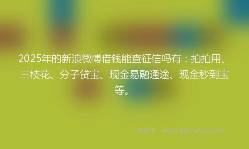 2025年的新浪微博借钱能查征信吗有：拍拍用、三枝花、分子贷宝、现金易融通途、现金秒到宝等。