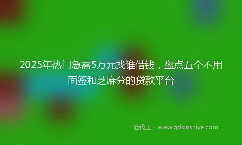 2025年热门急需5万元找谁借钱，盘点五个不用面签和芝麻分的贷款平台
