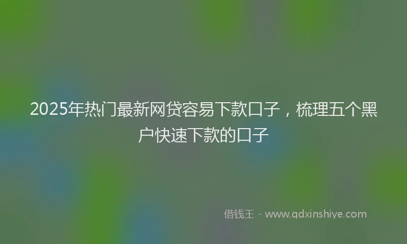 2025年热门最新网贷容易下款口子，梳理五个黑户快速下款的口子