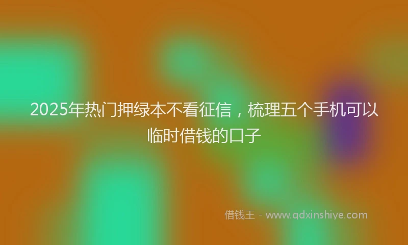 2025年热门押绿本不看征信，梳理五个手机可以临时借钱的口子