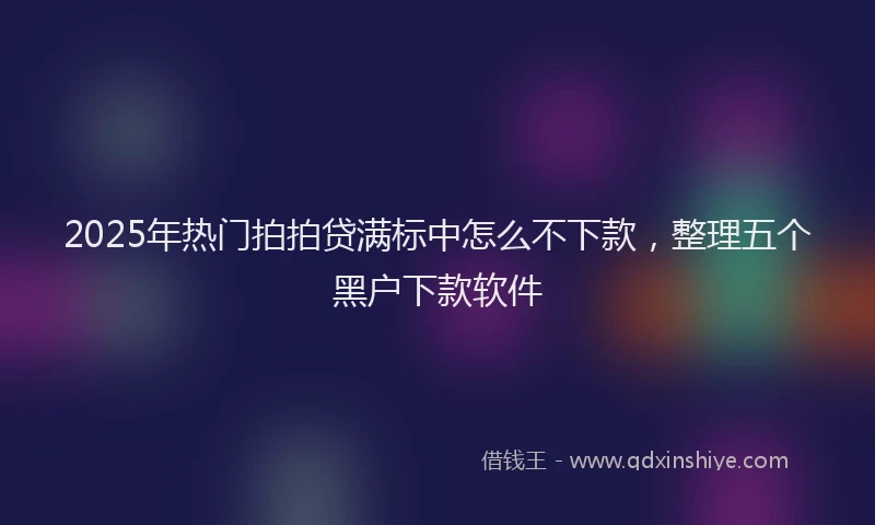 2025年热门拍拍贷满标中怎么不下款，整理五个黑户下款软件