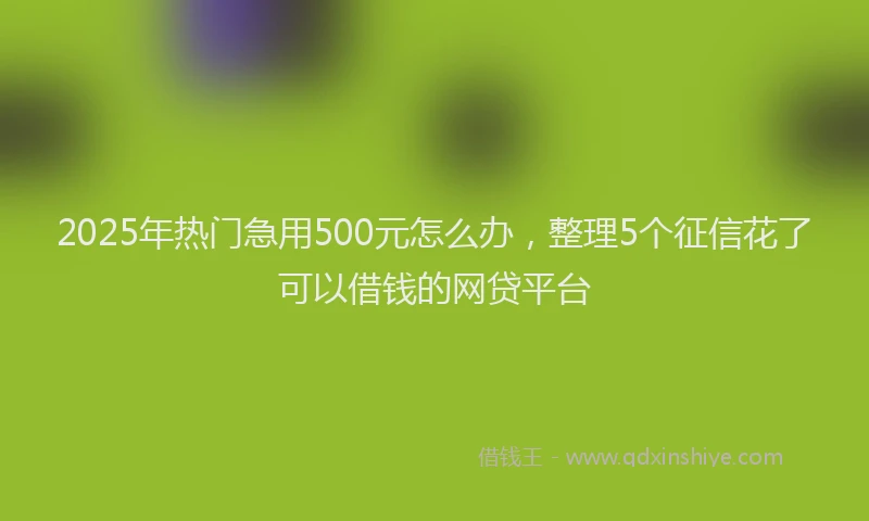 2025年热门急用500元怎么办，整理5个征信花了可以借钱的网贷平台
