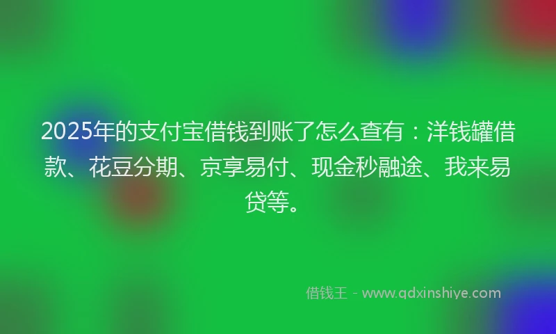 2025年的支付宝借钱到账了怎么查有：洋钱罐借款、花豆分期、京享易付、现金秒融途、我来易贷等。