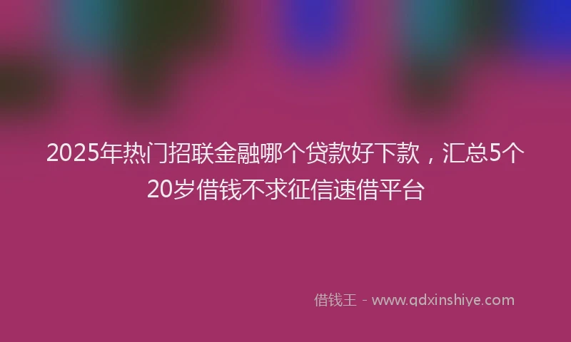 2025年热门招联金融哪个贷款好下款，汇总5个20岁借钱不求征信速借平台