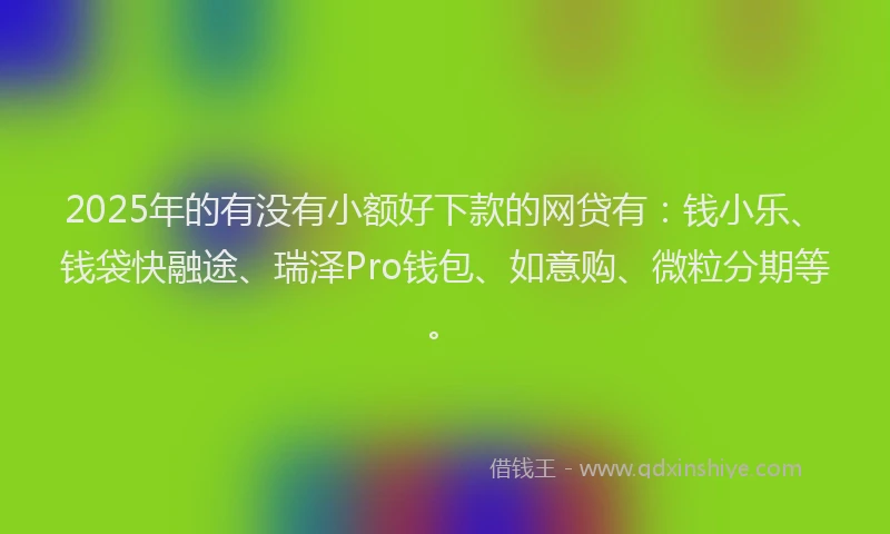 2025年的有没有小额好下款的网贷有：钱小乐、钱袋快融途、瑞泽Pro钱包、如意购、微粒分期等。