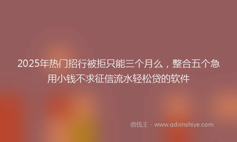 2025年热门招行被拒只能三个月么，整合五个急用小钱不求征信流水轻松贷的软件