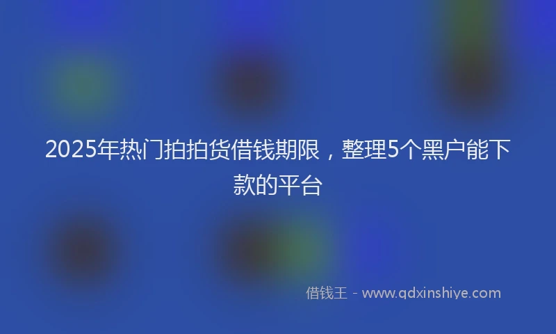 2025年热门拍拍货借钱期限，整理5个黑户能下款的平台