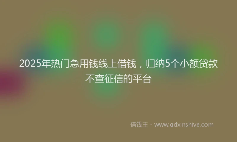 2025年热门急用钱线上借钱，归纳5个小额贷款不查征信的平台