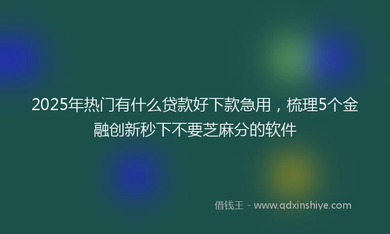 2025年热门有什么贷款好下款急用，梳理5个金融创新秒下不要芝麻分的软件