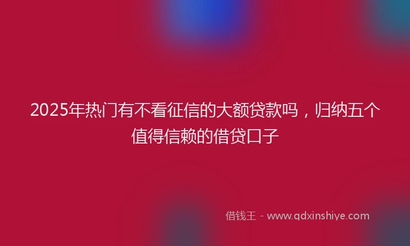 2025年热门有不看征信的大额贷款吗，归纳五个值得信赖的借贷口子