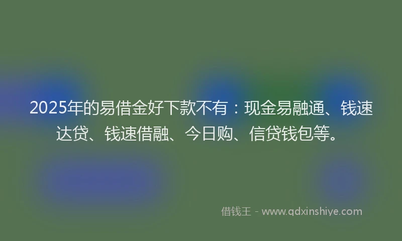 2025年的易借金好下款不有：现金易融通、钱速达贷、钱速借融、今日购、信贷钱包等。