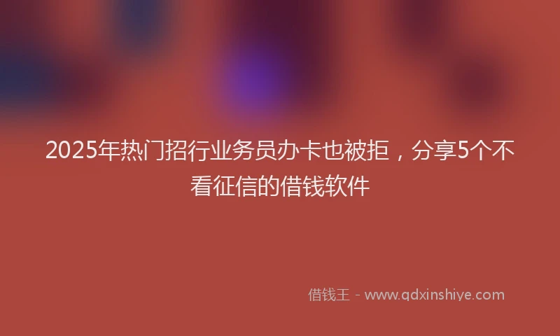2025年热门招行业务员办卡也被拒，分享5个不看征信的借钱软件