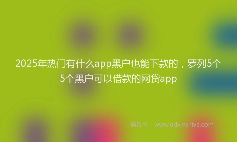 2025年热门有什么app黑户也能下款的，罗列5个5个黑户可以借款的网贷app