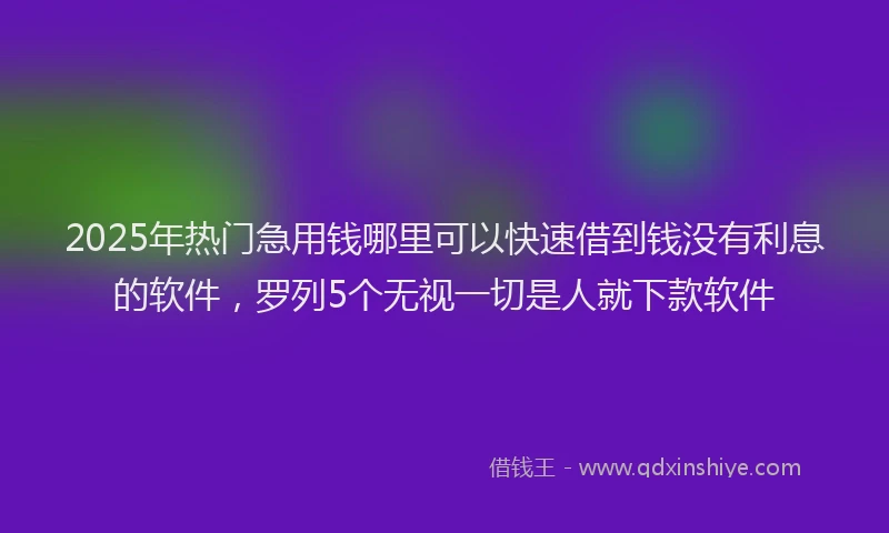 2025年热门急用钱哪里可以快速借到钱没有利息的软件，罗列5个无视一切是人就下款软件