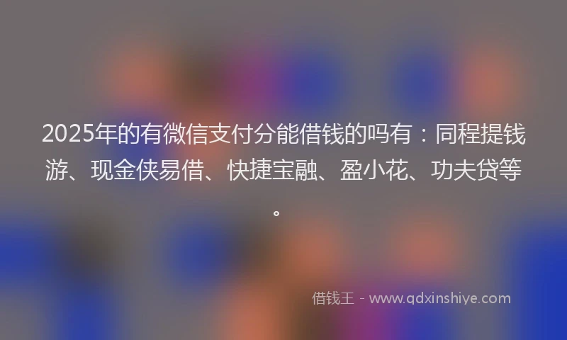 2025年的有微信支付分能借钱的吗有：同程提钱游、现金侠易借、快捷宝融、盈小花、功夫贷等。