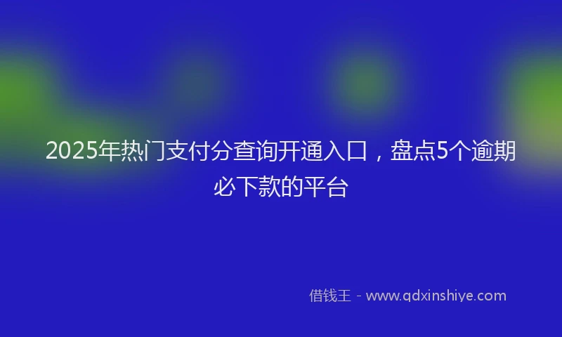 2025年热门支付分查询开通入口，盘点5个逾期必下款的平台