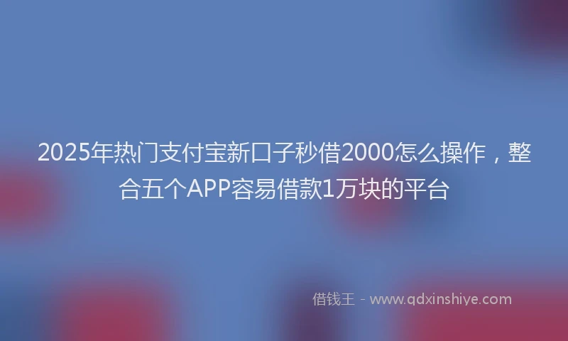2025年热门支付宝新口子秒借2000怎么操作，整合五个APP容易借款1万块的平台