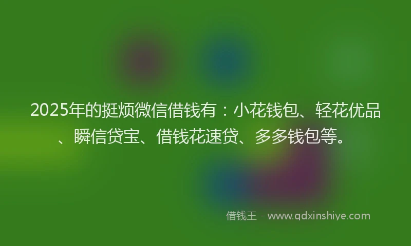 2025年的挺烦微信借钱有：小花钱包、轻花优品、瞬信贷宝、借钱花速贷、多多钱包等。