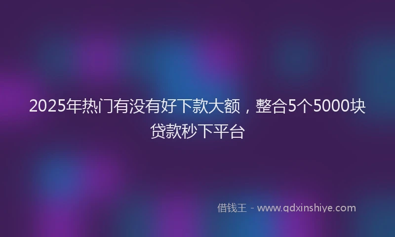 2025年热门有没有好下款大额，整合5个5000块贷款秒下平台