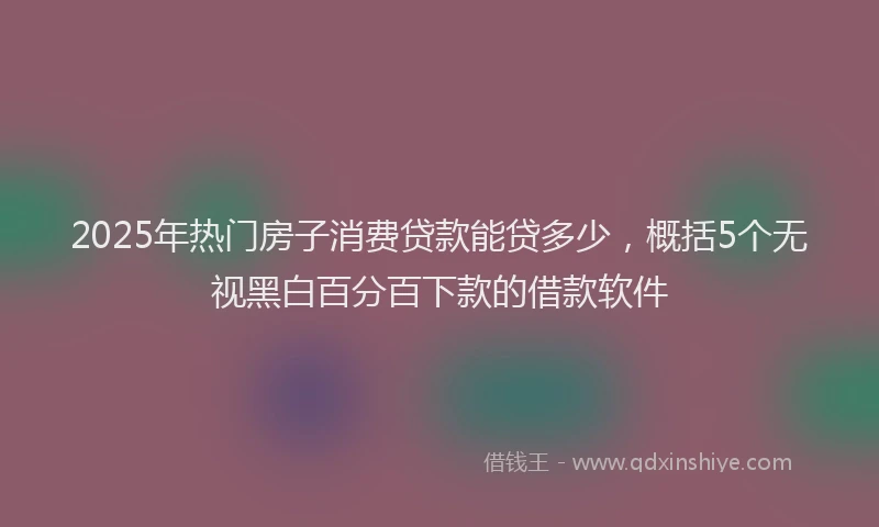 2025年热门房子消费贷款能贷多少，概括5个无视黑白百分百下款的借款软件
