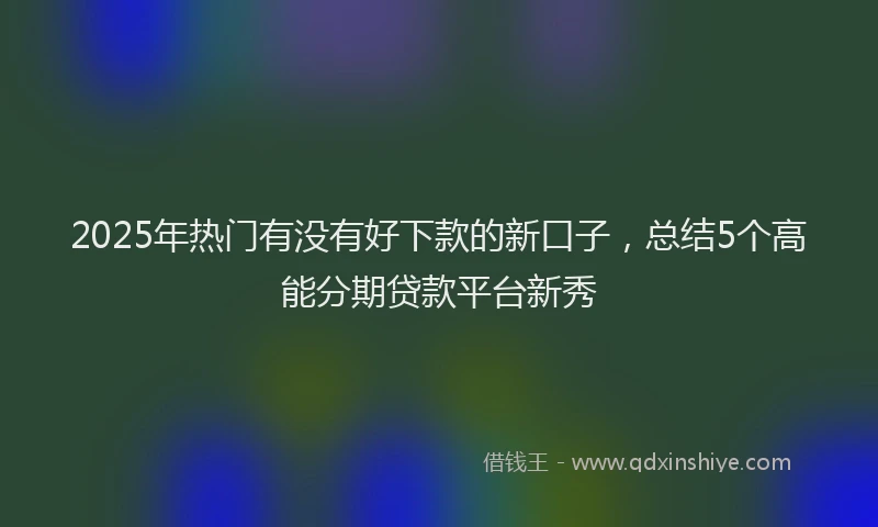 2025年热门有没有好下款的新口子，总结5个高能分期贷款平台新秀