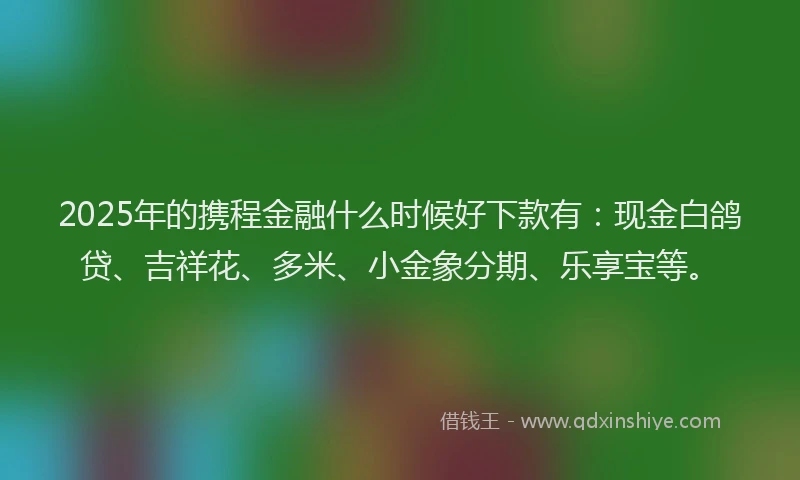 2025年的携程金融什么时候好下款有：现金白鸽贷、吉祥花、多米、小金象分期、乐享宝等。