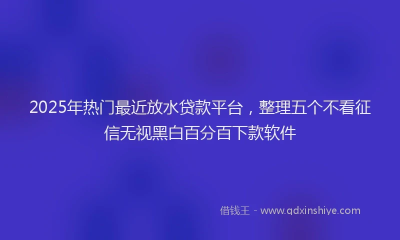 2025年热门最近放水贷款平台，整理五个不看征信无视黑白百分百下款软件