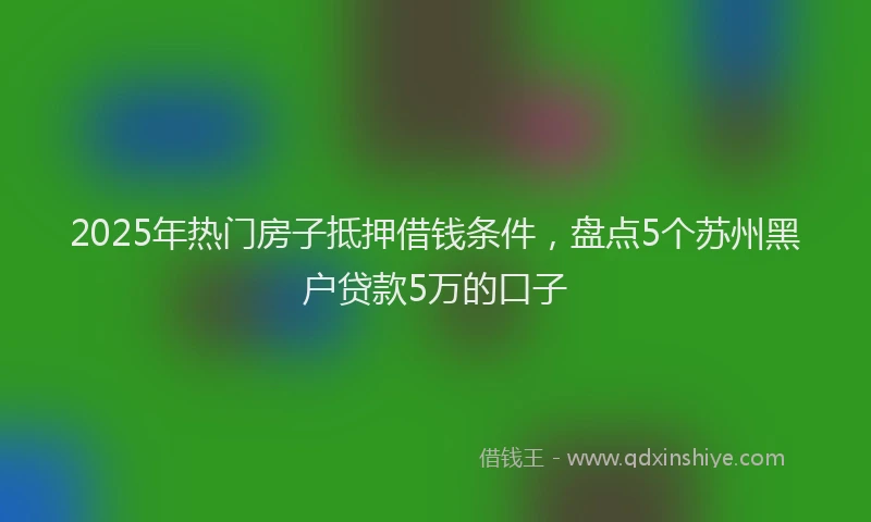 2025年热门房子抵押借钱条件，盘点5个苏州黑户贷款5万的口子