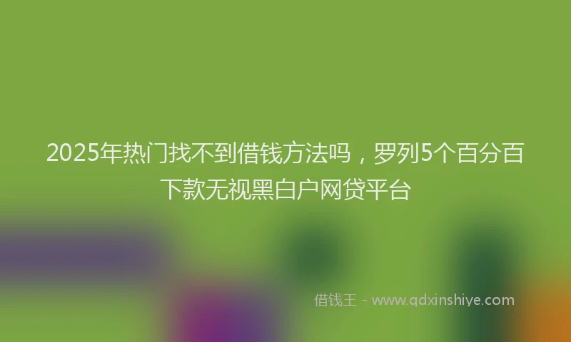 2025年热门找不到借钱方法吗，罗列5个百分百下款无视黑白户网贷平台