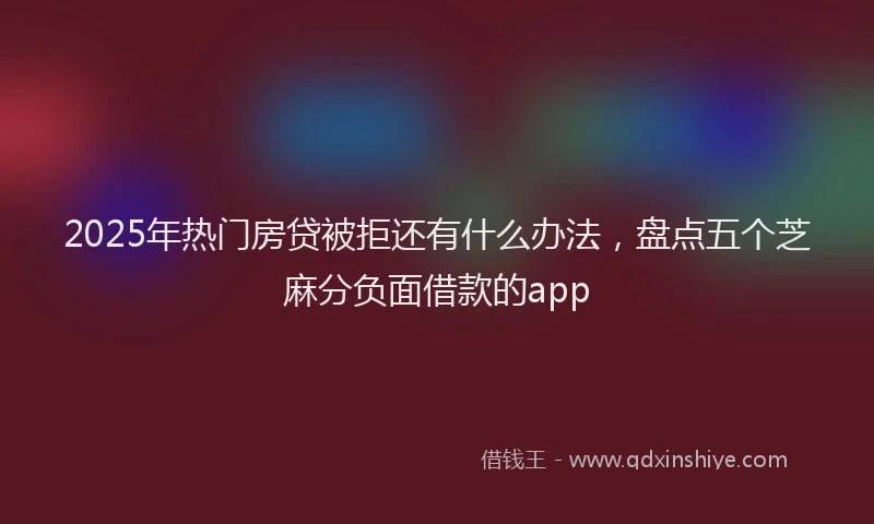 2025年热门房贷被拒还有什么办法，盘点五个芝麻分负面借款的app