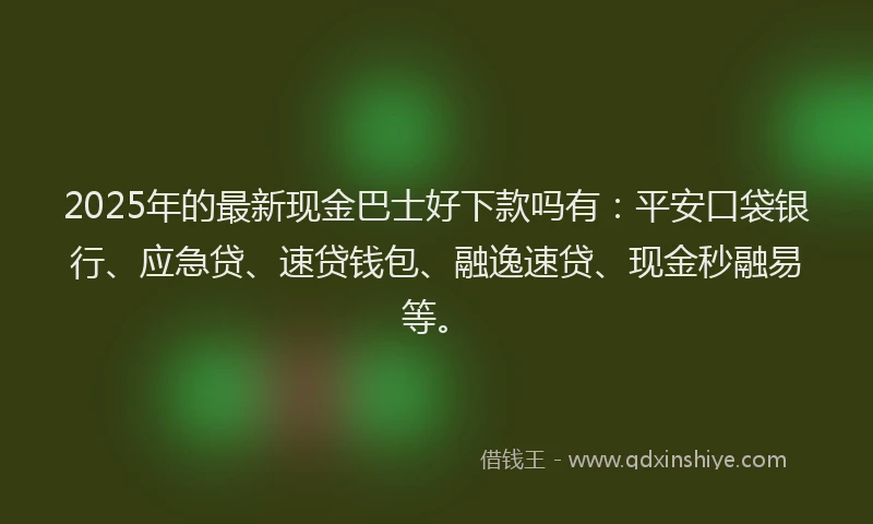 2025年的最新现金巴士好下款吗有：平安口袋银行、应急贷、速贷钱包、融逸速贷、现金秒融易等。