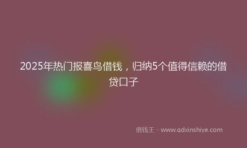 2025年热门报喜鸟借钱，归纳5个值得信赖的借贷口子