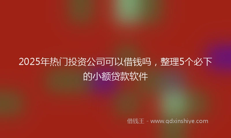 2025年热门投资公司可以借钱吗，整理5个必下的小额贷款软件